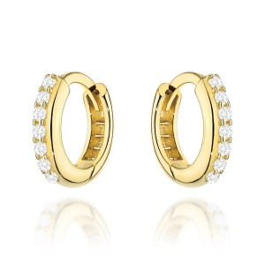 Kolczyki złote kółeczka z cyrkoniami na kreolu