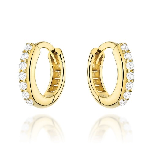 Kolczyki złote kółeczka z cyrkoniami na kreolu