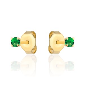Kolczyki złote centralna zielona cyrkonia