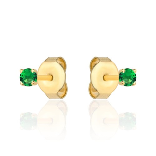 Kolczyki złote centralna zielona cyrkonia