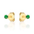 Kolczyki złote centralna zielona cyrkonia