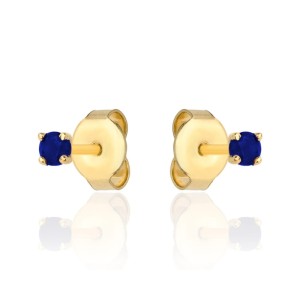 Kolczyki złote centralna niebieska cyrkonia
