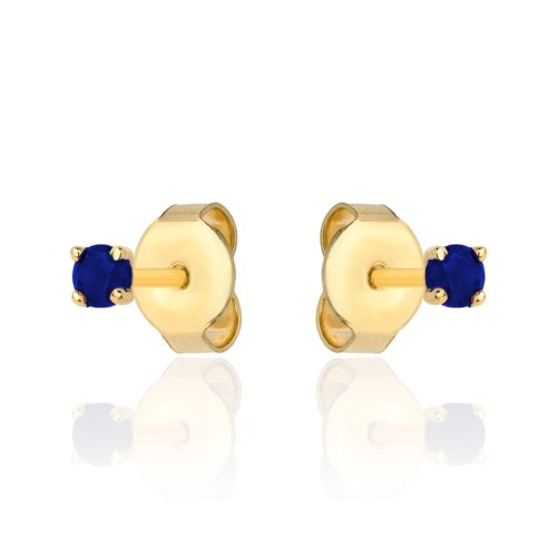 Kolczyki złote centralna niebieska cyrkonia