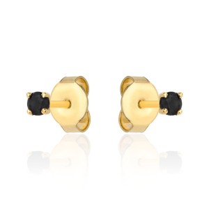 Kolczyki złote centralna czarna cyrkonia