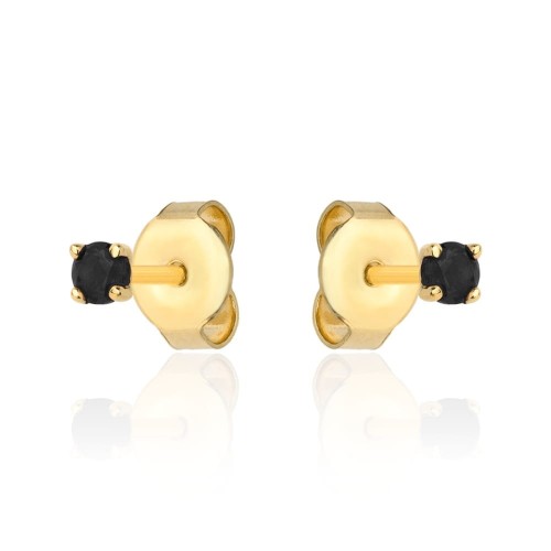 Kolczyki złote centralna czarna cyrkonia