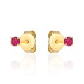 Kolczyki złote centralna rubinowa cyrkonia