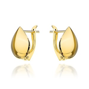 Kolczyki złote szerokie łezki na angielskim zapięciu