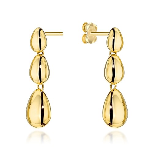 Kolczyki złote wiszące gładkie owale