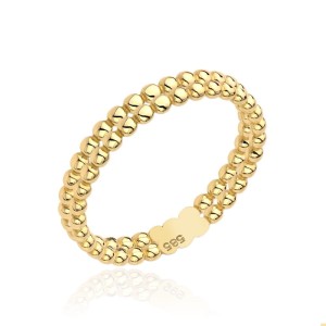 Pierścionek złoty dwa rzędy kuleczek