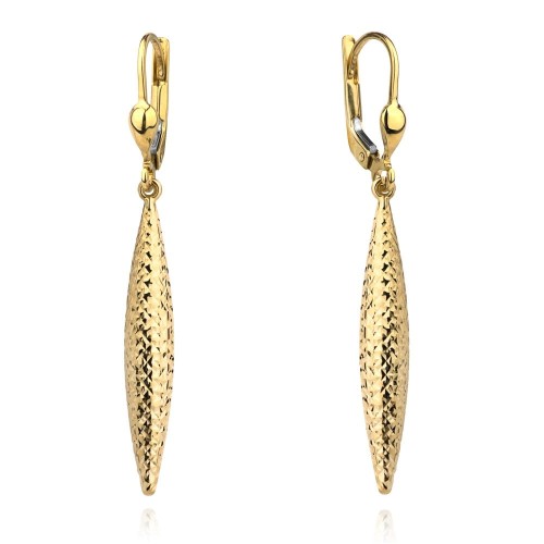 Kolczyki złote diamentowane długie sople angielskie zapięcie 585