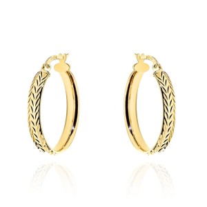 Kolczyki złote koła z ozdobnym diamentowaniem