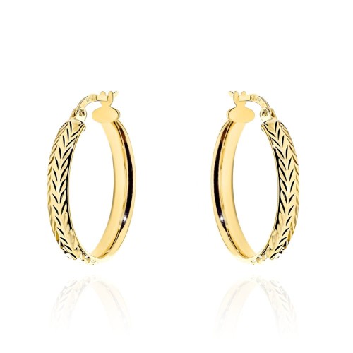 Kolczyki złote koła z ozdobnym diamentowaniem