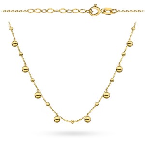 Naszyjnik złoty z dużymi i małymi kuleczkami