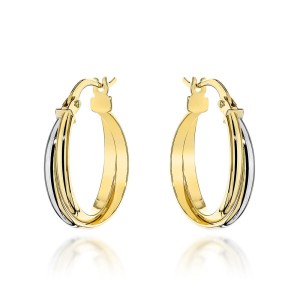 Kolczyki złote kółka dwa kolory złota na angielskim zapięciu