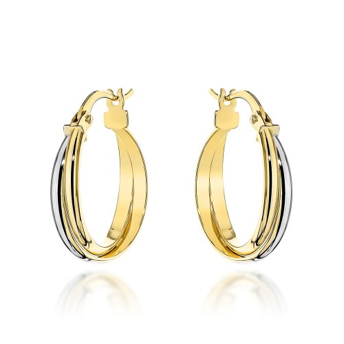 Kolczyki złote kółka dwa kolory złota na angielskim zapięciu