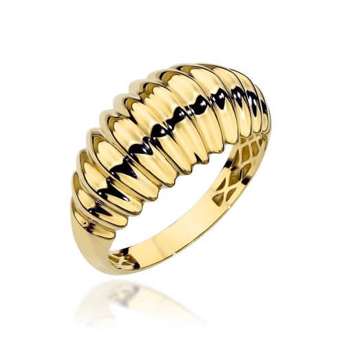 Pierścionek złoty żłobiony o regularnym wzorze