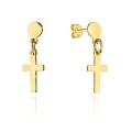 Kolczyki złote pełne kółko i krzyżyk 585