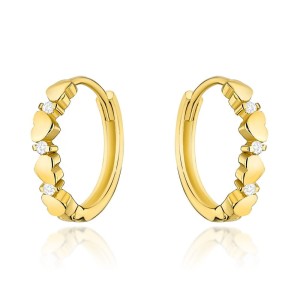 Kolczyki złote serduszka i cyrkonie