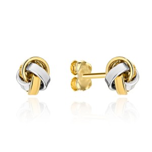 Kolczyki złote plecione kulki nowoczesne rodowane próba 585