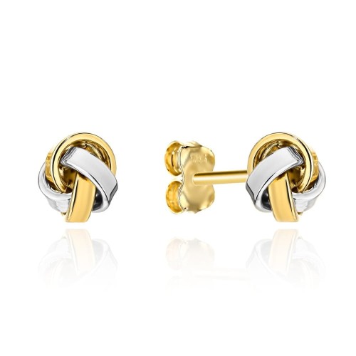 Kolczyki złote plecione kulki nowoczesne rodowane próba 585