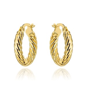Kolczyki złote plecione kółeczka zapięcie angielskie próba 585