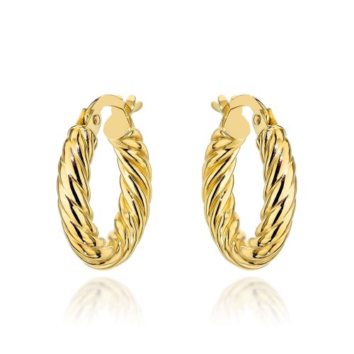 Kolczyki złote plecione kółeczka zapięcie angielskie próba 585