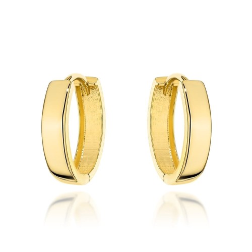 Kolczyki złote kółka gładkie owalne na angielskim zapięciu próba 585