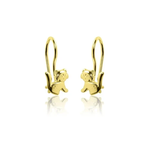 Złote kolczyki kotki na biglu dla dziewczynki próba 585