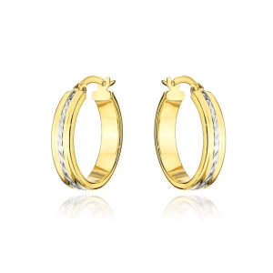 Kolczyki kółko i białe diamentowanie w środku 1,8 cm
