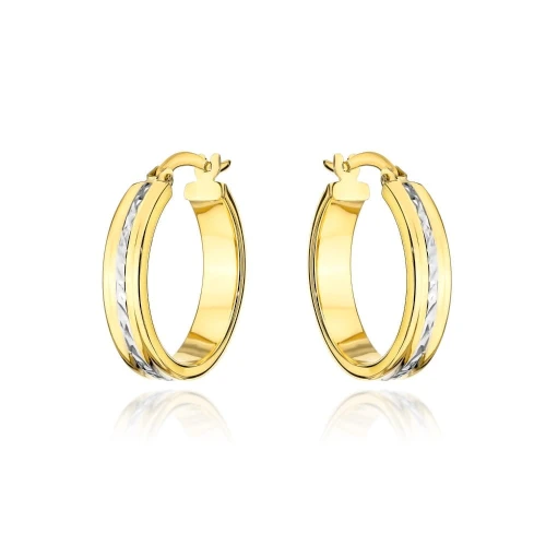 Kolczyki kółko i białe diamentowanie w środku 1,8 cm