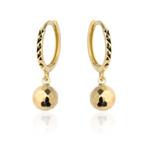 Kolczyki złota kula dyskotekowa zawieszona na kółku