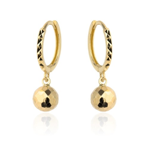 Kolczyki złota kula dyskotekowa zawieszona na kółku