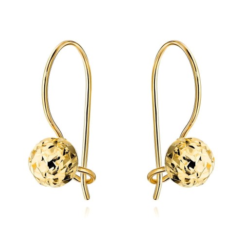 Kolczyki złote diamentowane kulki na biglu super lekkie