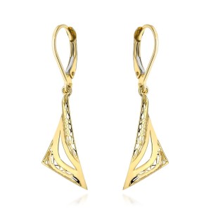 Kolczyki złote trójkąty i ażur