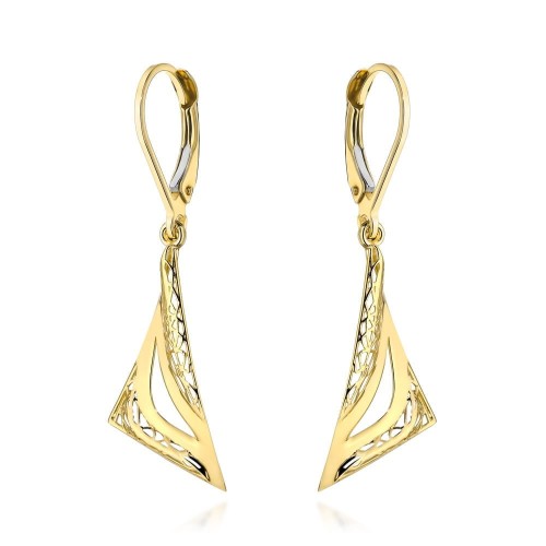 Kolczyki złote trójkąty i ażur