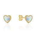 Kolczyki złote serduszka z opalem na sztyfcie próba 585