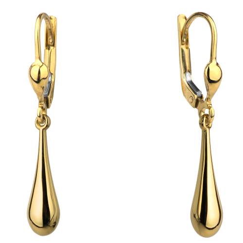 Kolczyki złote wiszące gładkie maczugi angielskie zapięcie próba 585