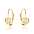 Kolczyki złote dla dziewczynki serduszka z opalitem angielskie zapięcie próba 585