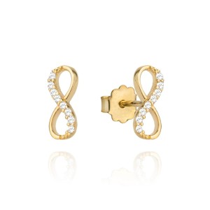 Kolczyki złota nieskończoność z częścią cyrkonii na sztyfcie