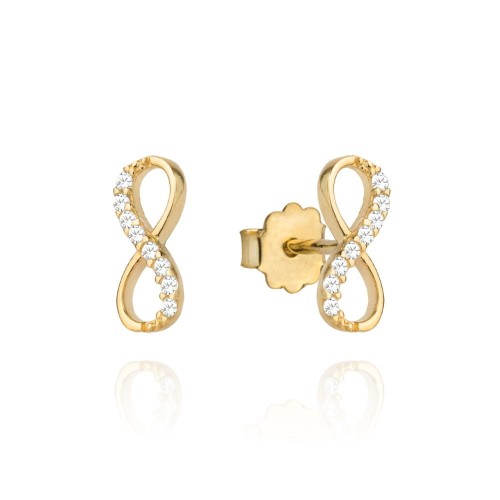 Kolczyki złota nieskończoność z częścią cyrkonii na sztyfcie
