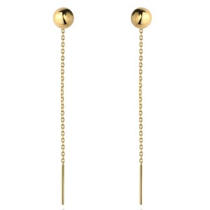 Kolczyki złote przewlekane z gładką kuleczką