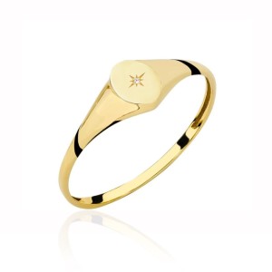 Pierścionek złoty gwiazda północy z cyrkonią próba 585