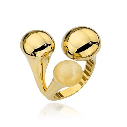 Pierścionek złoty z kolekcji "BONO ROSSO" - zdobiony kulkami