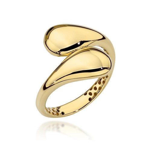 Pierścionek złoty z kolekcji "BONO ROSSO" – gładkie łezki 585