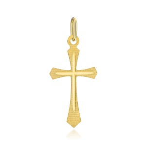 Krzyżyk złoty zdobiony ze żłobieniem próba 585/ Chrzest, Komunia