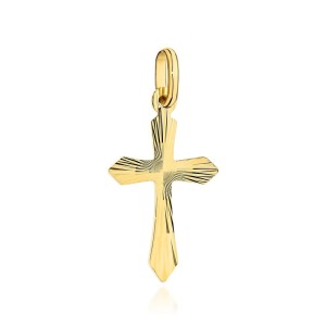 Krzyżyk złoty jednostronnie diamentowany próba 585 / Chrzest, Komunia
