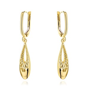 Kolczyki złote wiszące łezki z ażurem próba 585 angielskie zapięcie