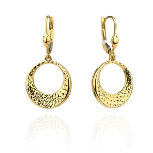 Kolczyki złote okrągłe diamentowane kółka próba 585