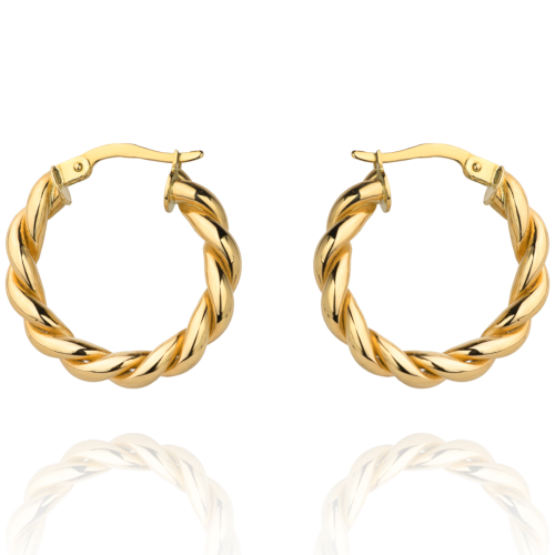 Kolczyki koła plecione duże angielskie zapięcie próba 585