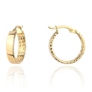 Kolczyki kółka gładkie i diamentowanie na boku 1,8 cm próba 585